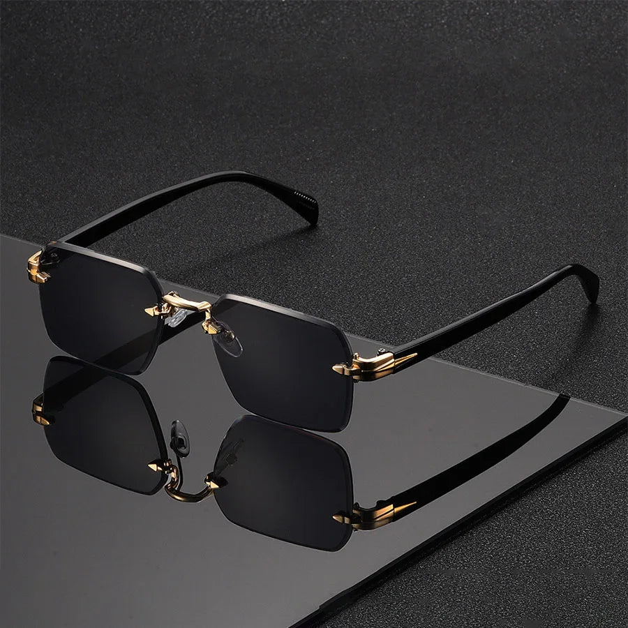 Gafas de sol unisex sin montura – diseño moderno y ligero, estilo trendy ideal para vacaciones y regalo elegante
