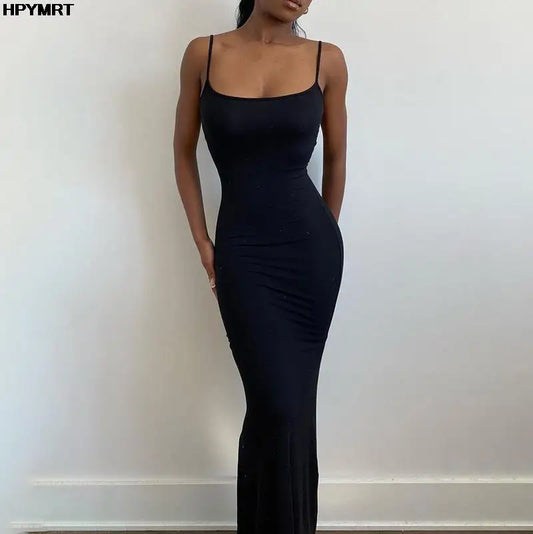 Vestido maxi satinado para mujer – sin mangas, espalda descubierta y estilo elegante Y2K bodycon