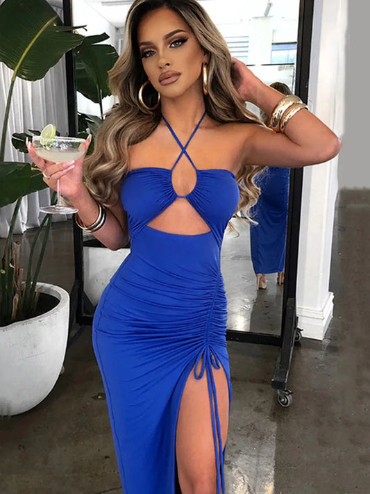 Vestido midi sexy sin espalda para mujer