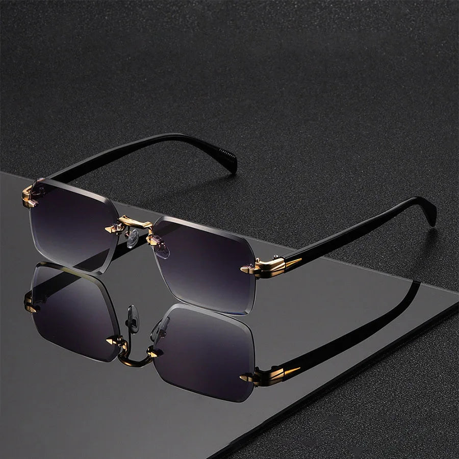 Gafas de sol unisex sin montura – diseño moderno y ligero, estilo trendy ideal para vacaciones y regalo elegante