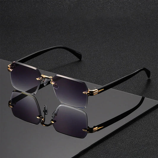 Gafas de sol unisex sin montura – diseño moderno y ligero, estilo trendy ideal para vacaciones y regalo elegante