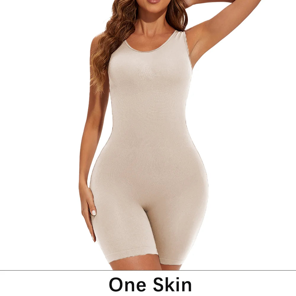 POKARLA Bodysuit Moldeador Seamless de Cobertura Total con Tirantes Anchos y Efecto Reductor de Muslos