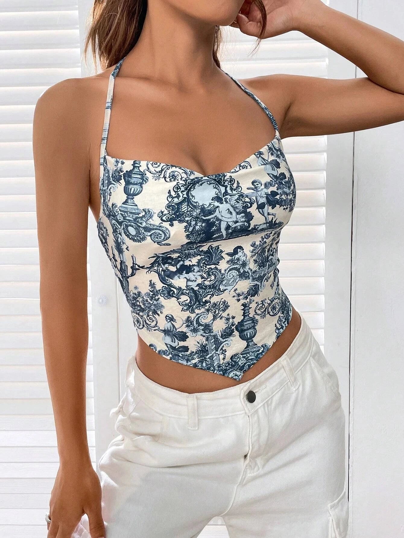 Top crop de tirantes básico para mujer