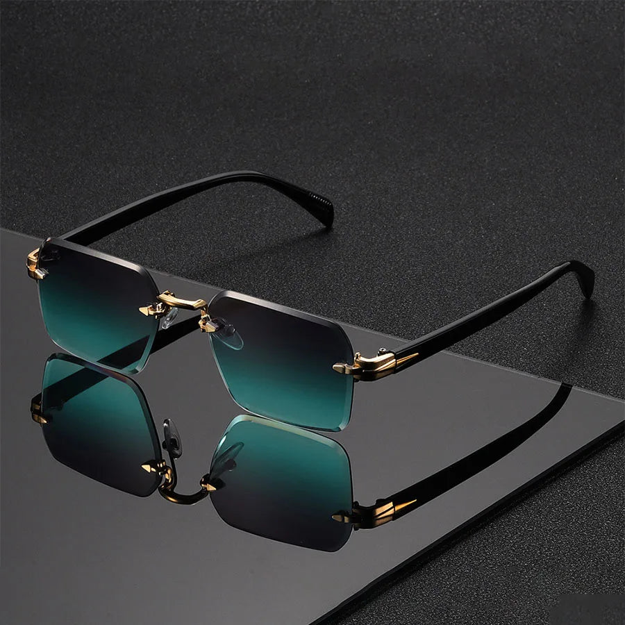 Gafas de sol unisex sin montura – diseño moderno y ligero, estilo trendy ideal para vacaciones y regalo elegante