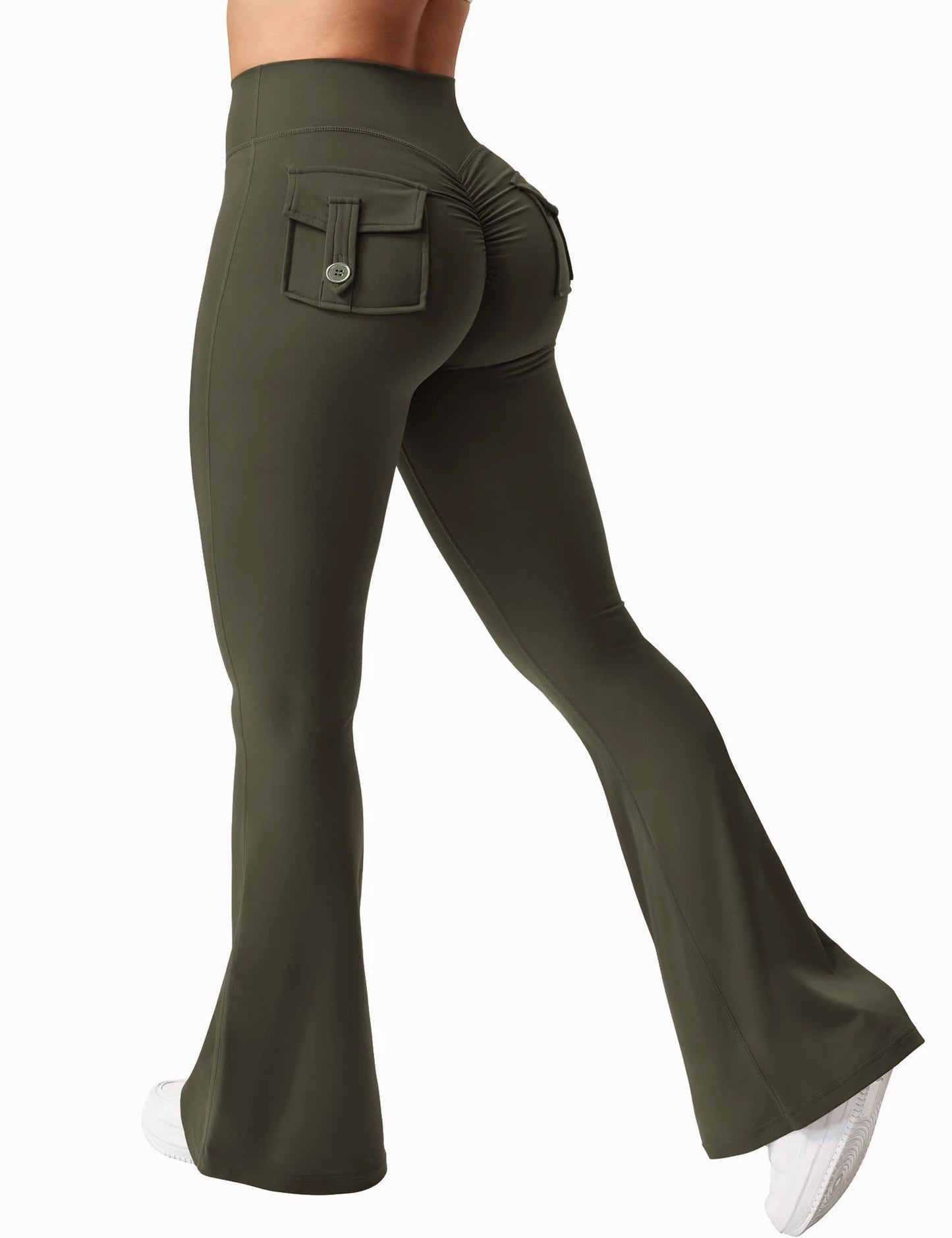 Leggings yoga mujer wide leg – alta elasticidad, efecto segunda piel, compresión y bolsillos funcionales