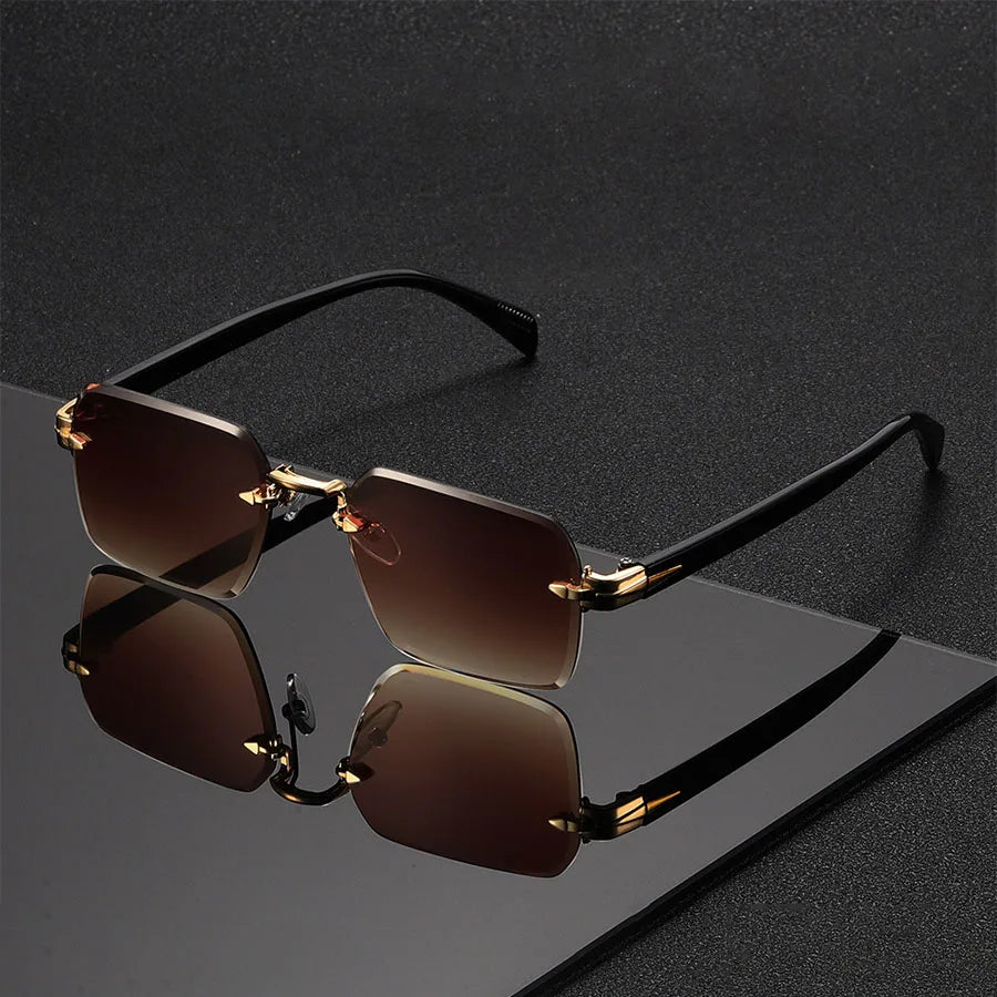 Gafas de sol unisex sin montura – diseño moderno y ligero, estilo trendy ideal para vacaciones y regalo elegante
