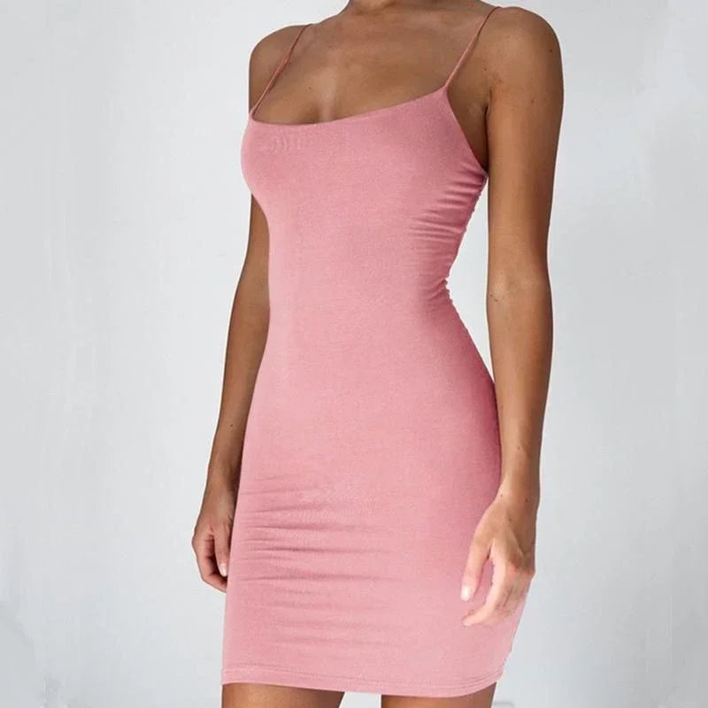 Vestido mini bodycon negro con tirantes para mujer