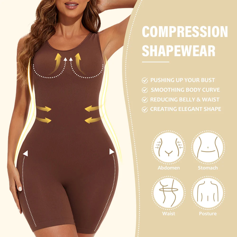 POKARLA Bodysuit Moldeador Seamless de Cobertura Total con Tirantes Anchos y Efecto Reductor de Muslos