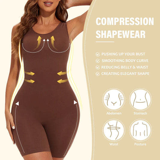 POKARLA Bodysuit Moldeador Seamless de Cobertura Total con Tirantes Anchos y Efecto Reductor de Muslos