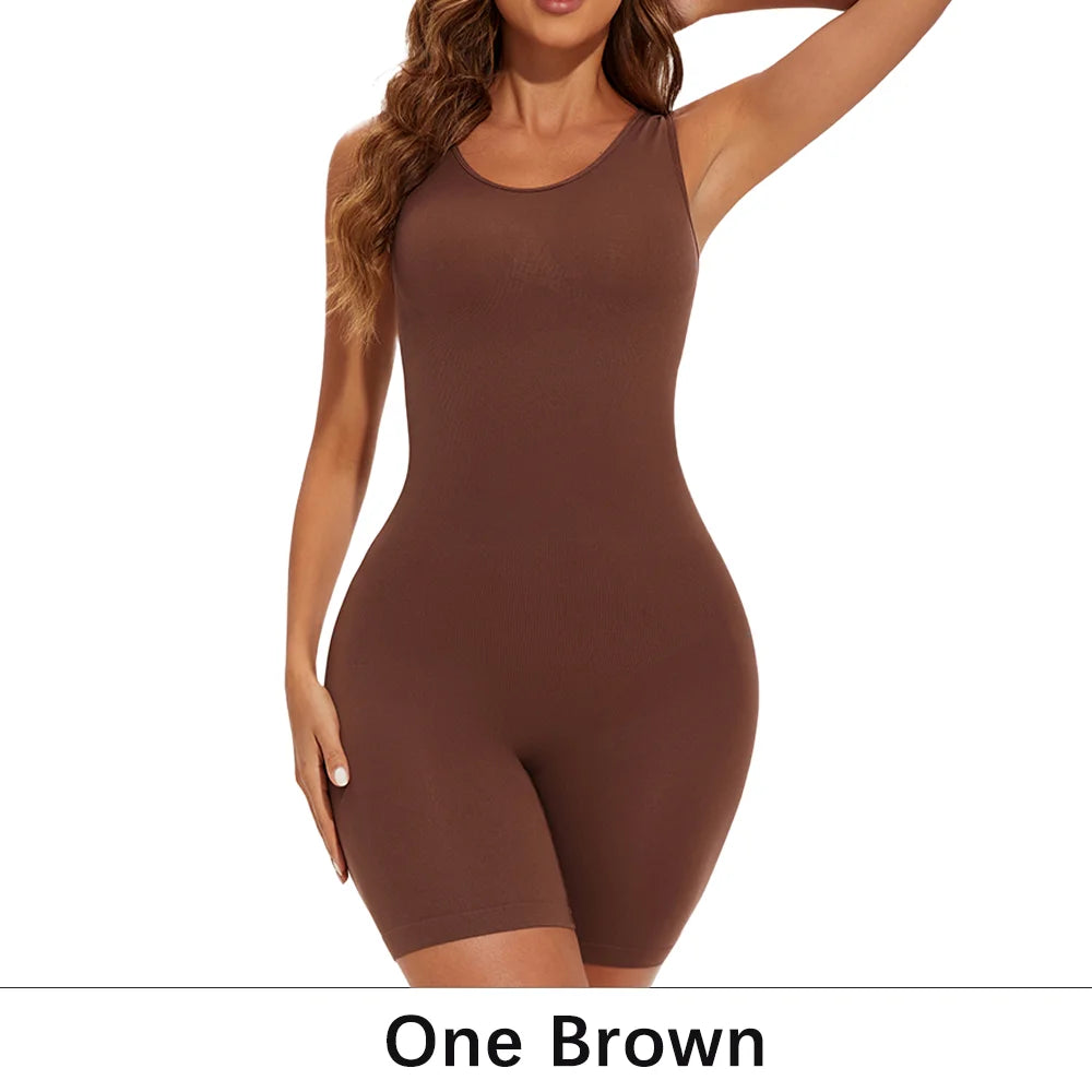 POKARLA Bodysuit Moldeador Seamless de Cobertura Total con Tirantes Anchos y Efecto Reductor de Muslos
