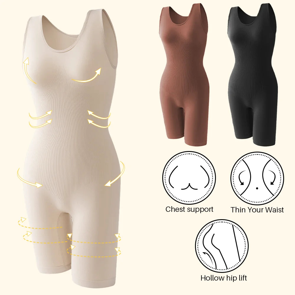 POKARLA Bodysuit Moldeador Seamless de Cobertura Total con Tirantes Anchos y Efecto Reductor de Muslos