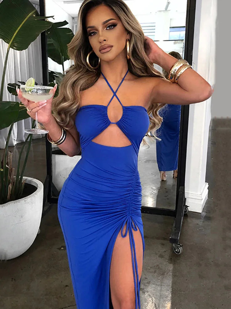 Vestido midi sexy sin espalda para mujer