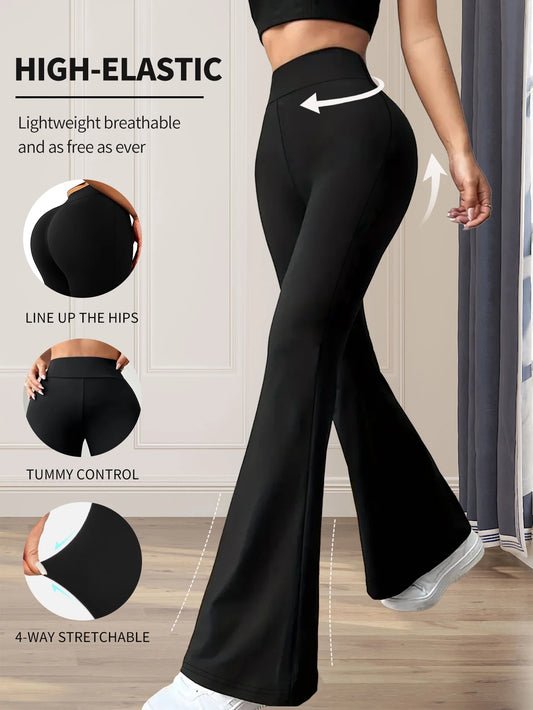 Pantalón acampanado mujer cintura alta – ajuste slim, pierna larga y tejido ligero para primavera-verano