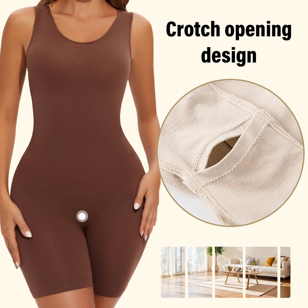 POKARLA Bodysuit Moldeador Seamless de Cobertura Total con Tirantes Anchos y Efecto Reductor de Muslos