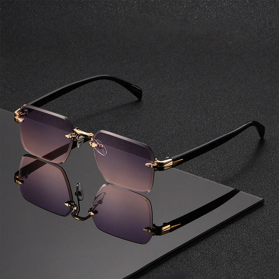 Gafas de sol unisex sin montura – diseño moderno y ligero, estilo trendy ideal para vacaciones y regalo elegante